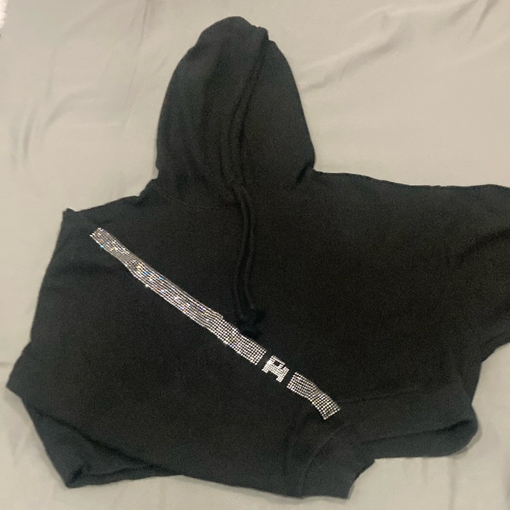 Victoria's Secret Black Hoodie with Silver Reflective Stripe